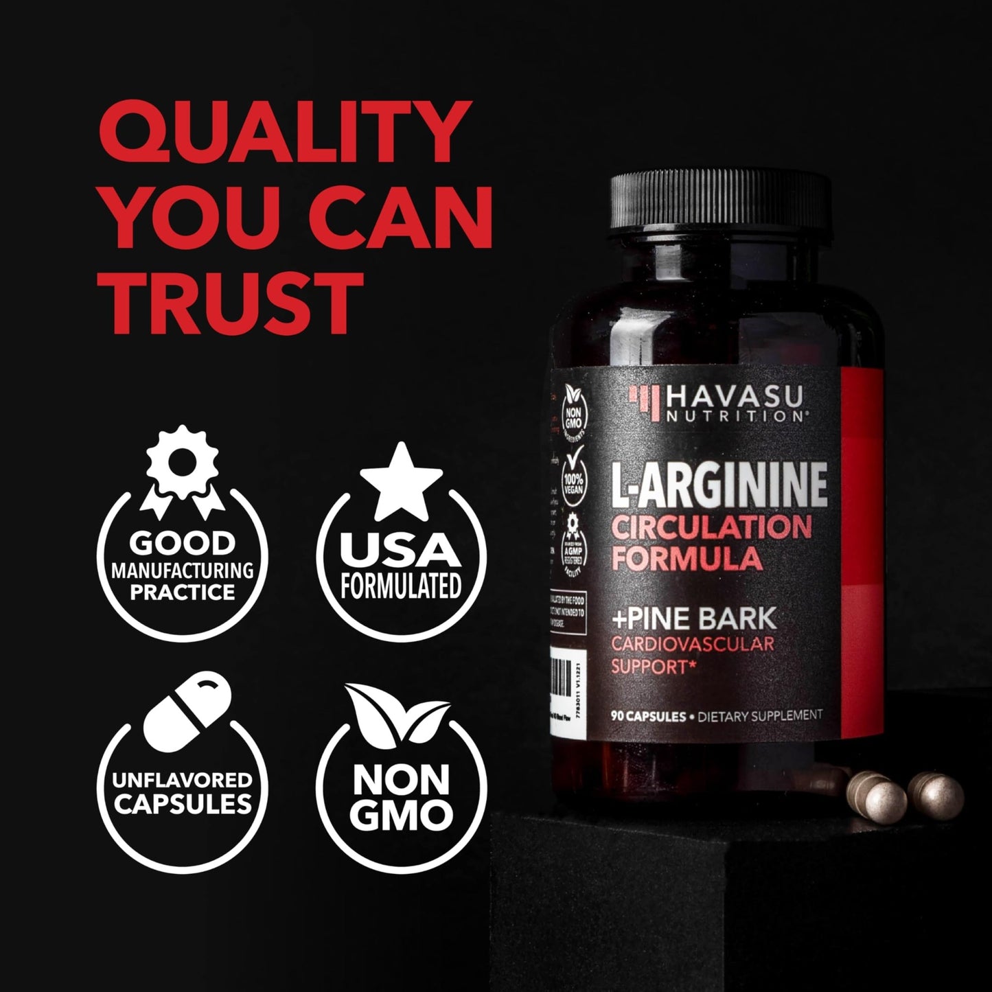 L-Arginine 1800mg and Pine Bark Extract 100mg - Nitric Oxide Supplement for Men - Performance Supplement for Men's Health - 90 Count - Endurance, Recovery Support - dailyvitalstore