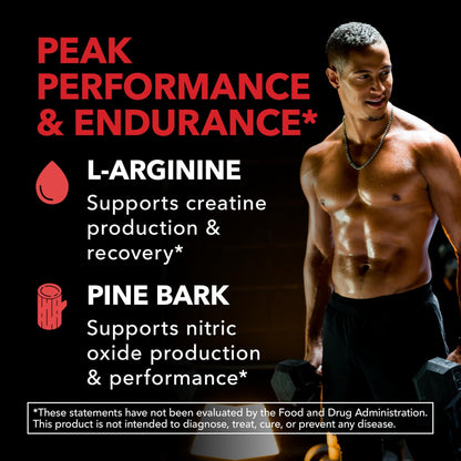 L-Arginine 1800mg and Pine Bark Extract 100mg - Nitric Oxide Supplement for Men - Performance Supplement for Men's Health - 90 Count - Endurance, Recovery Support - dailyvitalstore