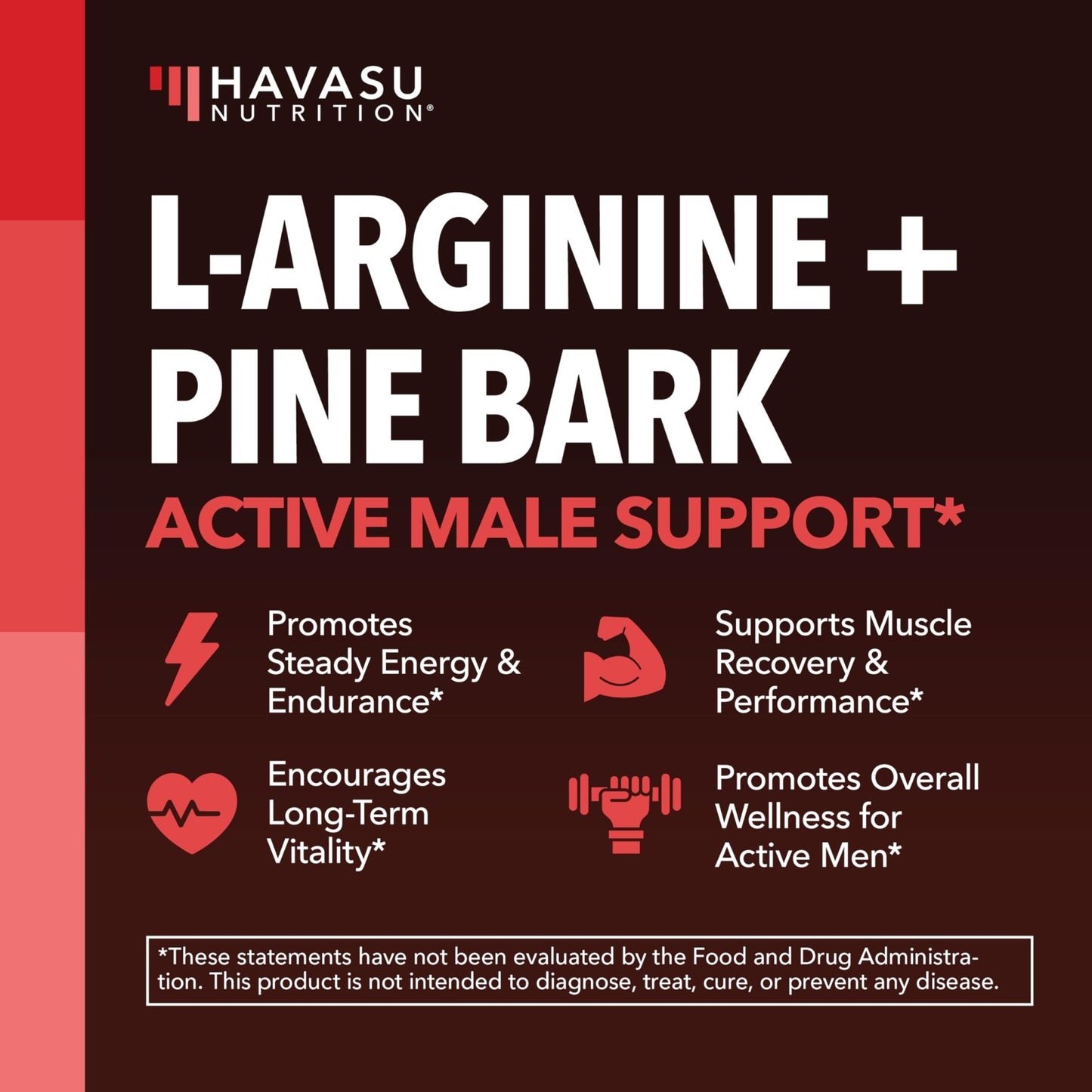 L-Arginine 1800mg and Pine Bark Extract 100mg - Nitric Oxide Supplement for Men - Performance Supplement for Men's Health - 90 Count - Endurance, Recovery Support - dailyvitalstore