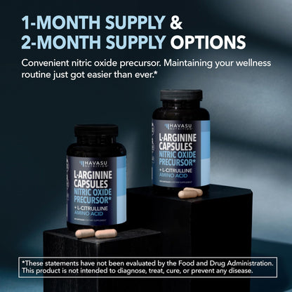 L-Arginine Capsules with L-Citrulline - Nitric Oxide Supplement - L Arginine and L Citrulline Blend - 120 Count - Vegan, Non-GMO Capsules for Performance - dailyvitalstore