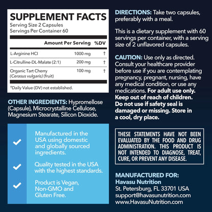 L-Arginine Capsules with L-Citrulline - Nitric Oxide Supplement - L Arginine and L Citrulline Blend - 120 Count - Vegan, Non-GMO Capsules for Performance - dailyvitalstore