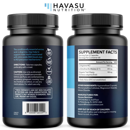 L-Arginine Capsules with L-Citrulline - Nitric Oxide Supplement - L Arginine and L Citrulline Blend - 120 Count - Vegan, Non-GMO Capsules for Performance - dailyvitalstore