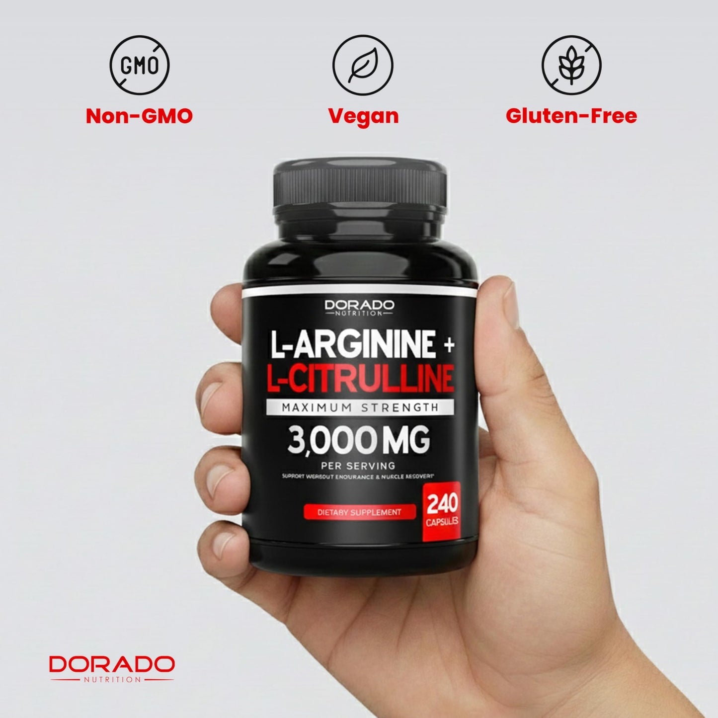 L Arginine L Citrulline Supplement 3000mg (240 Capsules) Nitric Oxide Pills for Men - Stamina, Endurance, Performance for Workouts - NO Supplements for Men - dailyvitalstore