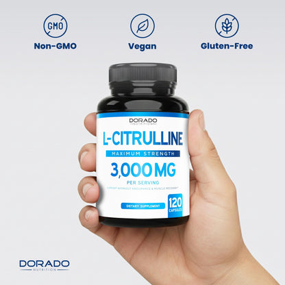 L Citrulline 3000mg Supplement (120 Capsules) Support L Arginine & Nitric Oxide Pills - L-Citrulline For Men & Women - Muscle Recovery & Pump Supplement - 3rd Party Tested - dailyvitalstore