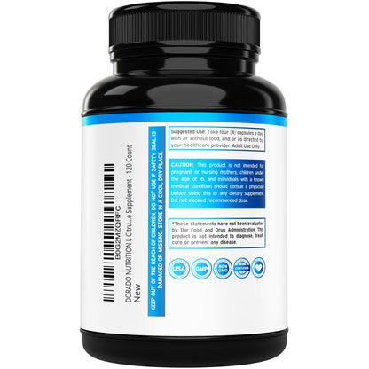 L Citrulline 3000mg Supplement (120 Capsules) Support L Arginine & Nitric Oxide Pills - L-Citrulline For Men & Women - Muscle Recovery & Pump Supplement - 3rd Party Tested - dailyvitalstore