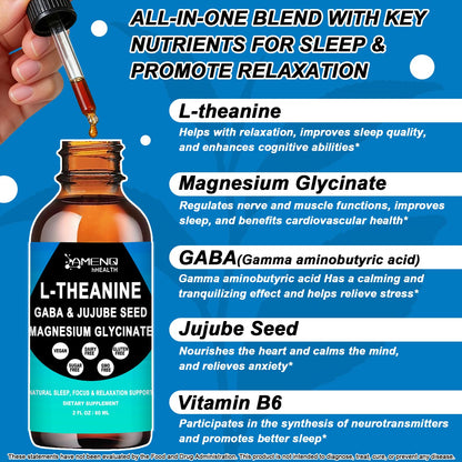 L Theanine Liquid Drops - Double Strength L-Theanine 200mg for Adults & Kids, Fast Absorption Gaba L-Theanine Supplements w. Magnesium & Jujube Seed for Nerve & Sleep, Relaxation & Mood Support丨Vegan - dailyvitalstore