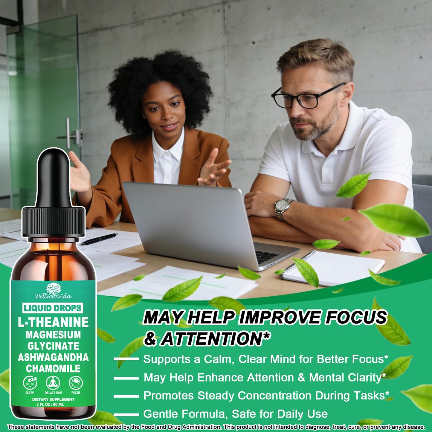 L theanine Liquid Drops, Theanine Supplement With Magnesium Glycinate & Ashwagandha for Sleep, Relaxation & Focus Support, High Absorption Liquid L Theanine 200mg for Adults & Kids丨Vegan, Non-GMO, 2oz - dailyvitalstore