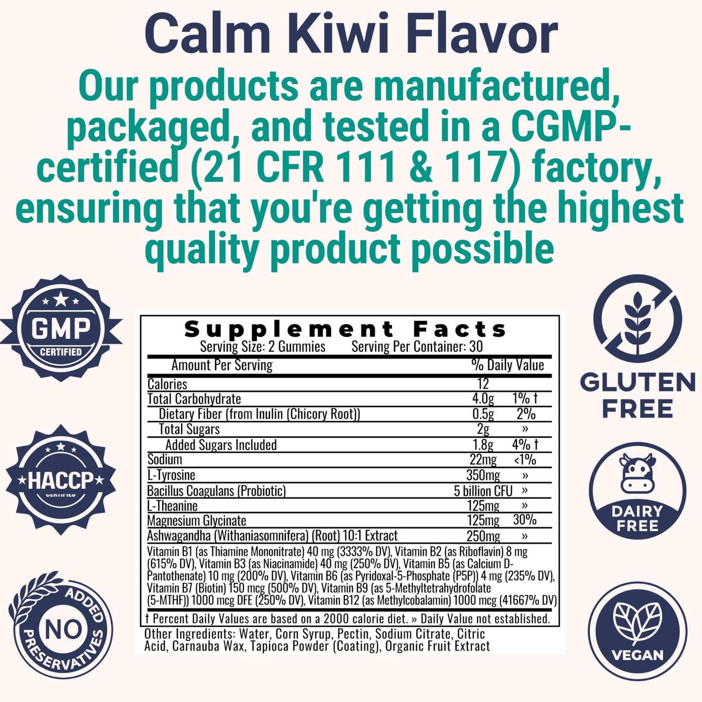 L-Tyrosine L-Theanine Methylated Vitamin B Complex Magnesium Glycinate Probiotic Fiber for Kids Adults Men Women w. Chicory Root Inulin 5-MTHF B12 P5P B6 B9 B5 B3 Powder Capsule Pill Supplement Alt - dailyvitalstore