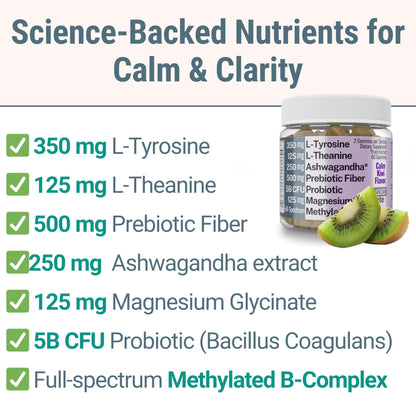 L-Tyrosine L-Theanine Methylated Vitamin B Complex Magnesium Glycinate Probiotic Fiber for Kids Adults Men Women w. Chicory Root Inulin 5-MTHF B12 P5P B6 B9 B5 B3 Powder Capsule Pill Supplement Alt - dailyvitalstore
