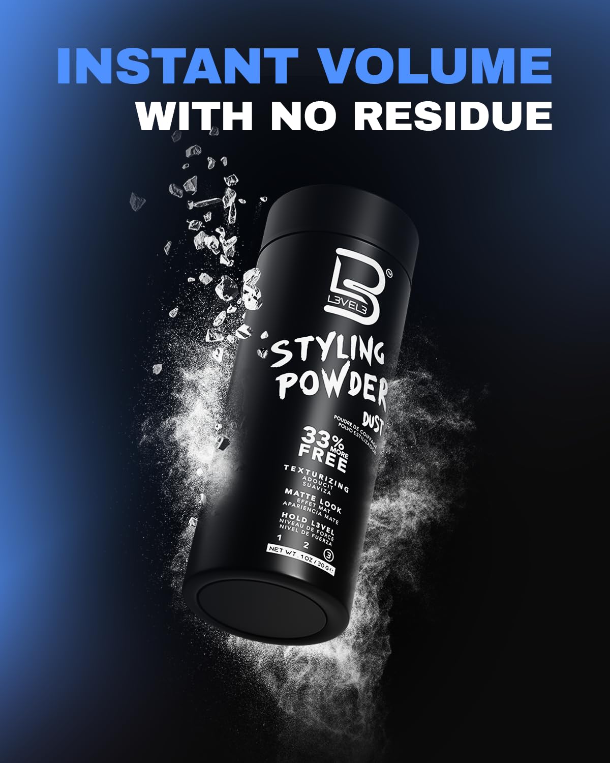 L3 Level 3 Styling Powder - Natural Look Mens Powder - Easy to Apply with No Oil or Greasy Residue (Small - 30 Grams) - dailyvitalstore