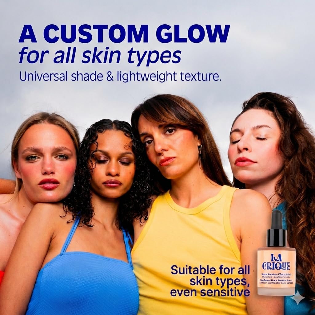 La Crique Bronzing Face Serum - Hydrating Bronzing Drops with Hyaluronic Acid & Anti-Pollution Protection - Natural Sun-Kissed Glow for All Skin Types - Vegan Friendly, Clean Beauty - 1 fl oz - dailyvitalstore