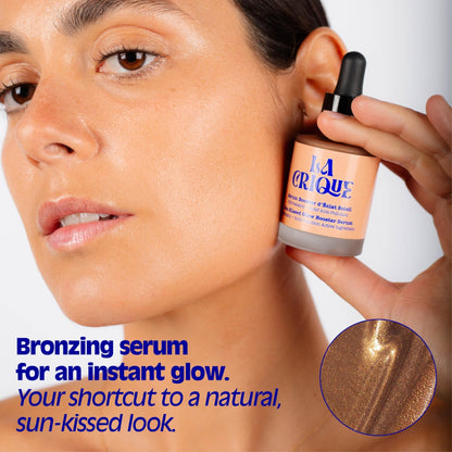 La Crique Bronzing Face Serum - Hydrating Bronzing Drops with Hyaluronic Acid & Anti-Pollution Protection - Natural Sun-Kissed Glow for All Skin Types - Vegan Friendly, Clean Beauty - 1 fl oz - dailyvitalstore