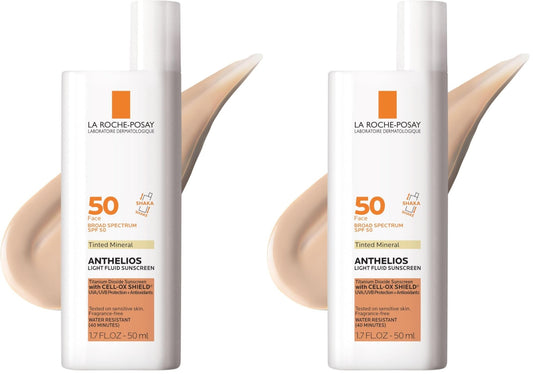 La Roche Posay Anthelios 50 Mineral Tinted Ultra Light Sunscreen Fluid 50ml/1.7oz (Pack of 2) - dailyvitalstore