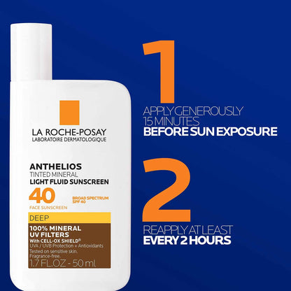 La Roche-Posay Anthelios Tinted Sunscreen SPF 40, Broad Spectrum SPF + Antioxidants, Titanium Dioxide & Zinc Oxide Sunscreen, 4 Flexible Shades With No White Cast - dailyvitalstore