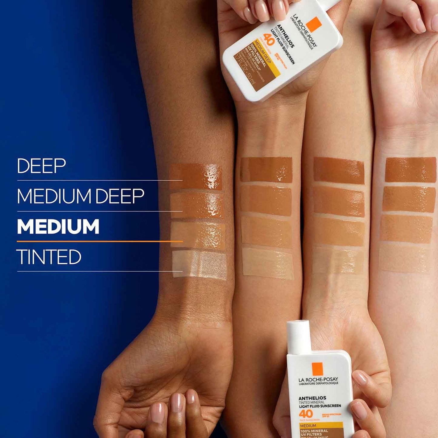 La Roche-Posay Anthelios Tinted Sunscreen SPF 40, Broad Spectrum SPF + Antioxidants, Titanium Dioxide & Zinc Oxide Sunscreen, 4 Flexible Shades With No White Cast - dailyvitalstore