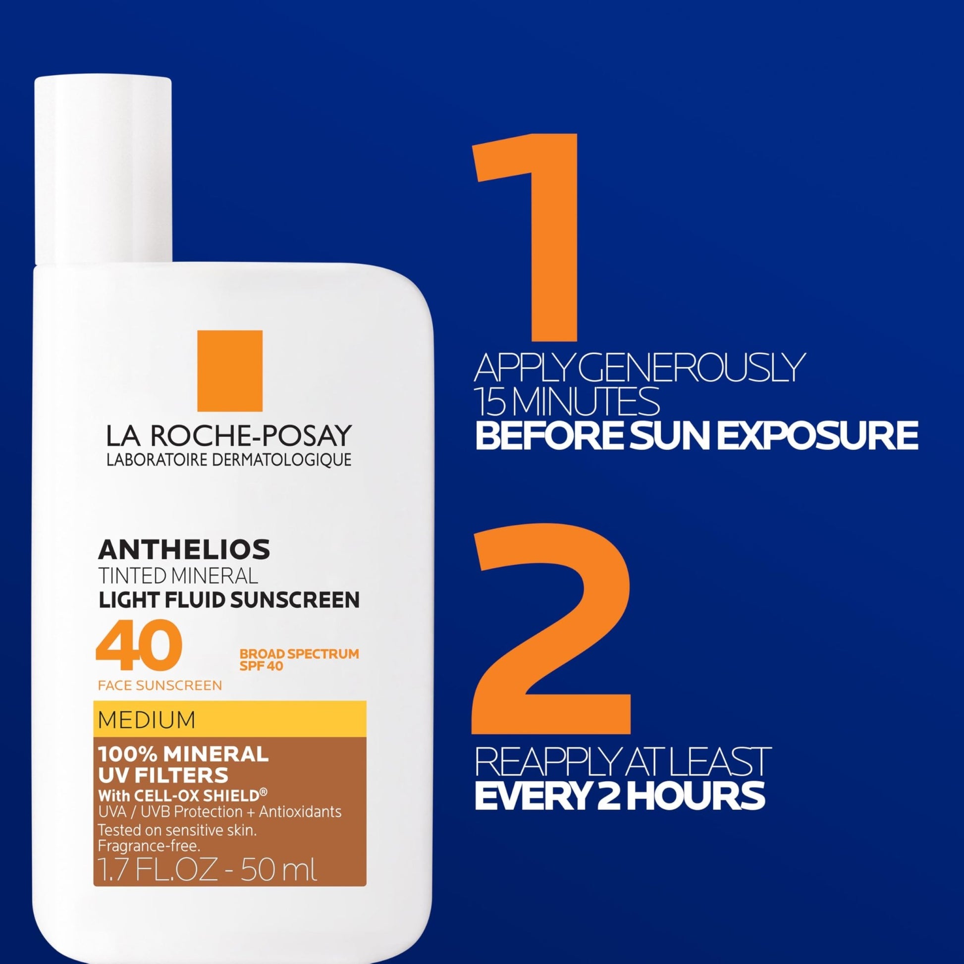 La Roche-Posay Anthelios Tinted Sunscreen SPF 40, Broad Spectrum SPF + Antioxidants, Titanium Dioxide & Zinc Oxide Sunscreen, 4 Flexible Shades With No White Cast - dailyvitalstore