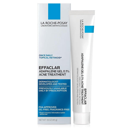 La Roche-Posay Effaclar Adapalene Gel 0.1% Acne Treatment, Retinoid Cream, Acne Medication Gel for Blackheads & Whiteheads, Oil Free, Helps Clear - dailyvitalstore