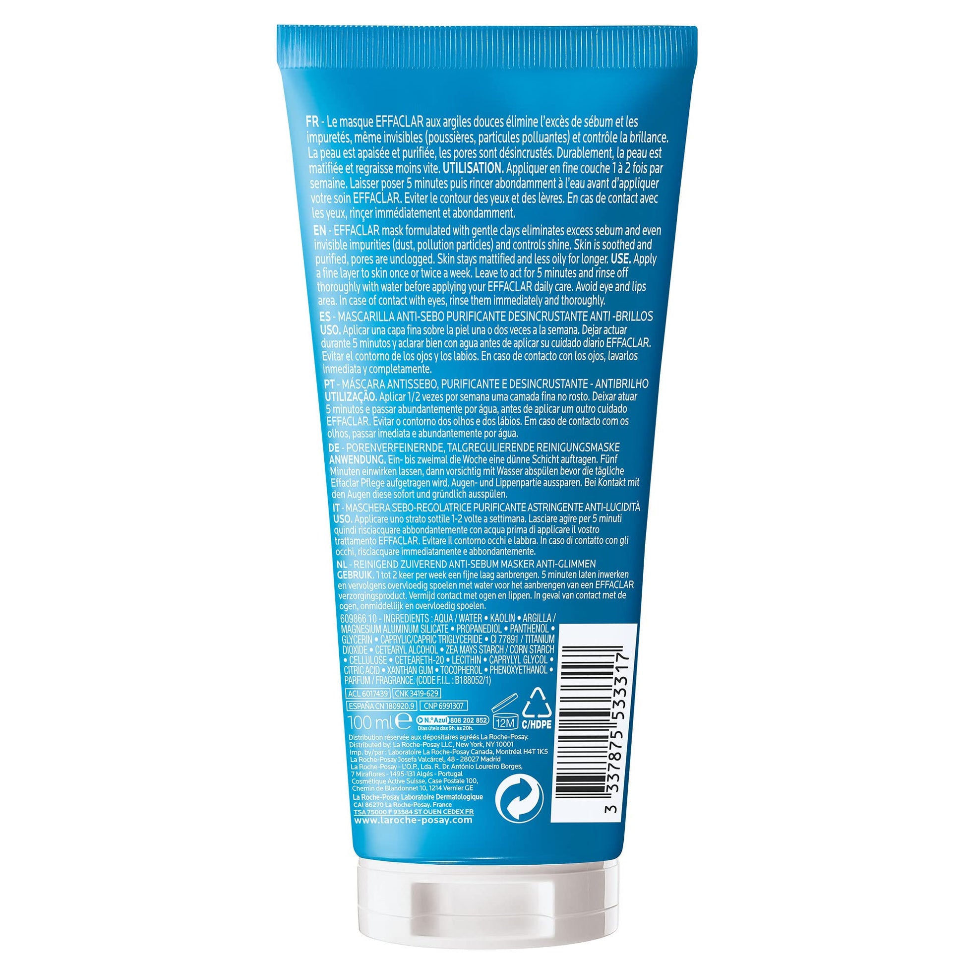 La Roche-Posay Effaclar Clarifying Clay Face Mask for Oily Skin, Unclogs Pores and Controls Shine Without Over-Drying, Packaging May Vary - dailyvitalstore