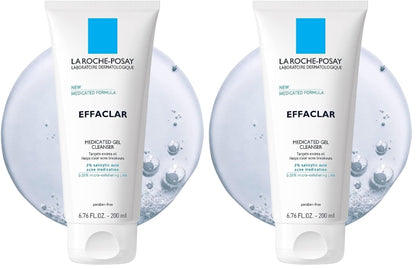 La Roche-Posay Effaclar Medicated Gel Cleanser,2% Salicylic Acid Cleanser + LHA + Glycerin,Foaming Acne Face Wash,Helps Clear & Prevent Acne Breakouts, - dailyvitalstore