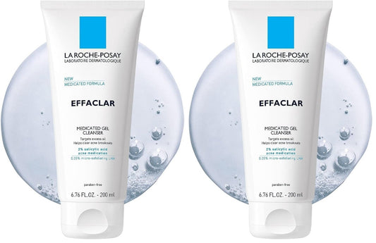 La Roche-Posay Effaclar Medicated Gel Cleanser,2% Salicylic Acid Cleanser + LHA + Glycerin,Foaming Acne Face Wash,Helps Clear & Prevent Acne Breakouts, - dailyvitalstore