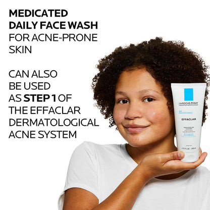 La Roche-Posay Effaclar Medicated Gel Cleanser,2% Salicylic Acid Cleanser + LHA + Glycerin,Foaming Acne Face Wash,Helps Clear & Prevent Acne Breakouts, - dailyvitalstore