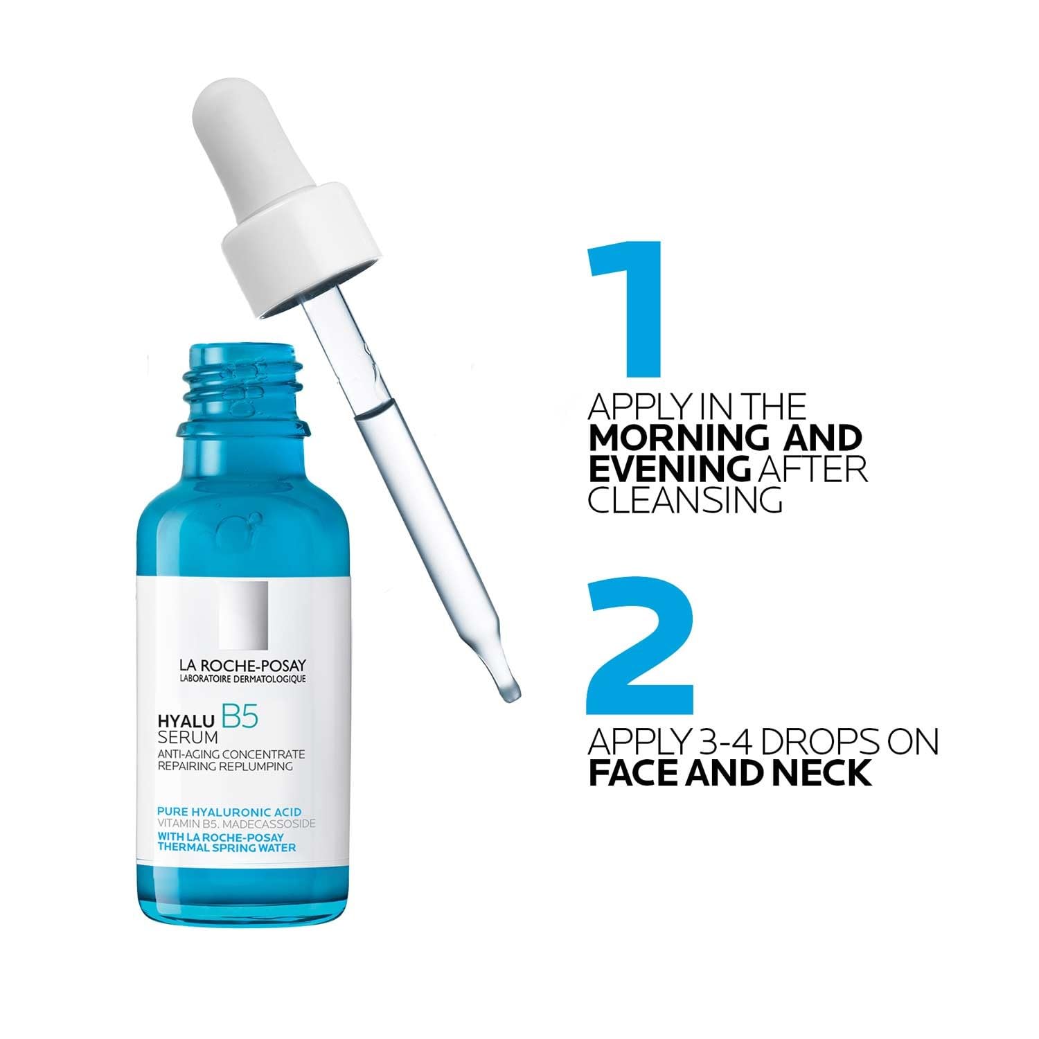 La Roche-Posay Hyalu B5 Suractivated Hyaluronic Acid Serum for Face, Vitamin B5 + Hyaluronic Acid + Glycerin, Hydrating Serum Visibly Plumps Skin, - dailyvitalstore