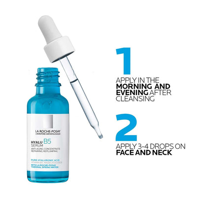 La Roche-Posay Hyalu B5 Suractivated Hyaluronic Acid Serum for Face, Vitamin B5 + Hyaluronic Acid + Glycerin, Hydrating Serum Visibly Plumps Skin, - dailyvitalstore