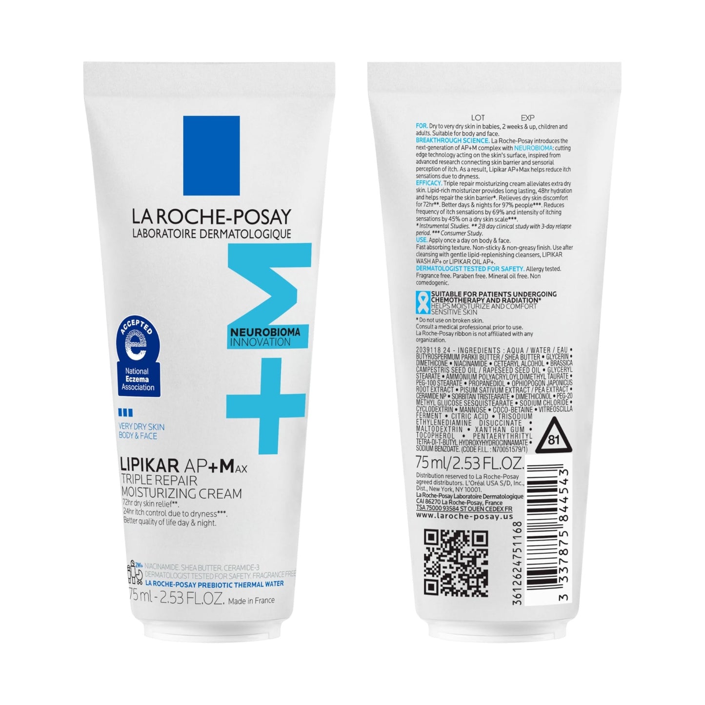 La Roche-Posay Lipikar AP+MAX Triple Repair Moisturizing Body Cream | Face & Body Lotion for Dry Skin with Shea Butter & Niacinamide | Gentle Moisturizer for Very Dry - dailyvitalstore