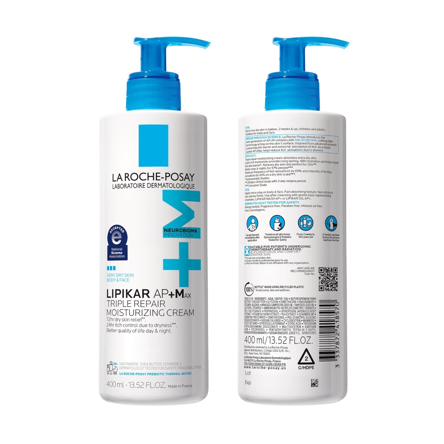 La Roche-Posay Lipikar AP+MAX Triple Repair Moisturizing Body Cream | Face & Body Lotion for Dry Skin with Shea Butter & Niacinamide | Gentle Moisturizer for Very Dry - dailyvitalstore