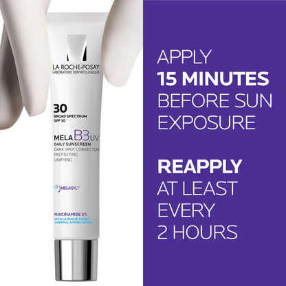 La Roche-Posay Mela B3 UV Daily Sunscreen, Face Moisturizer With SPF 30 + Anti-Aging Melasyl + 5% Niacinamide, Helps Correct & Protect From Sun Damage, - dailyvitalstore