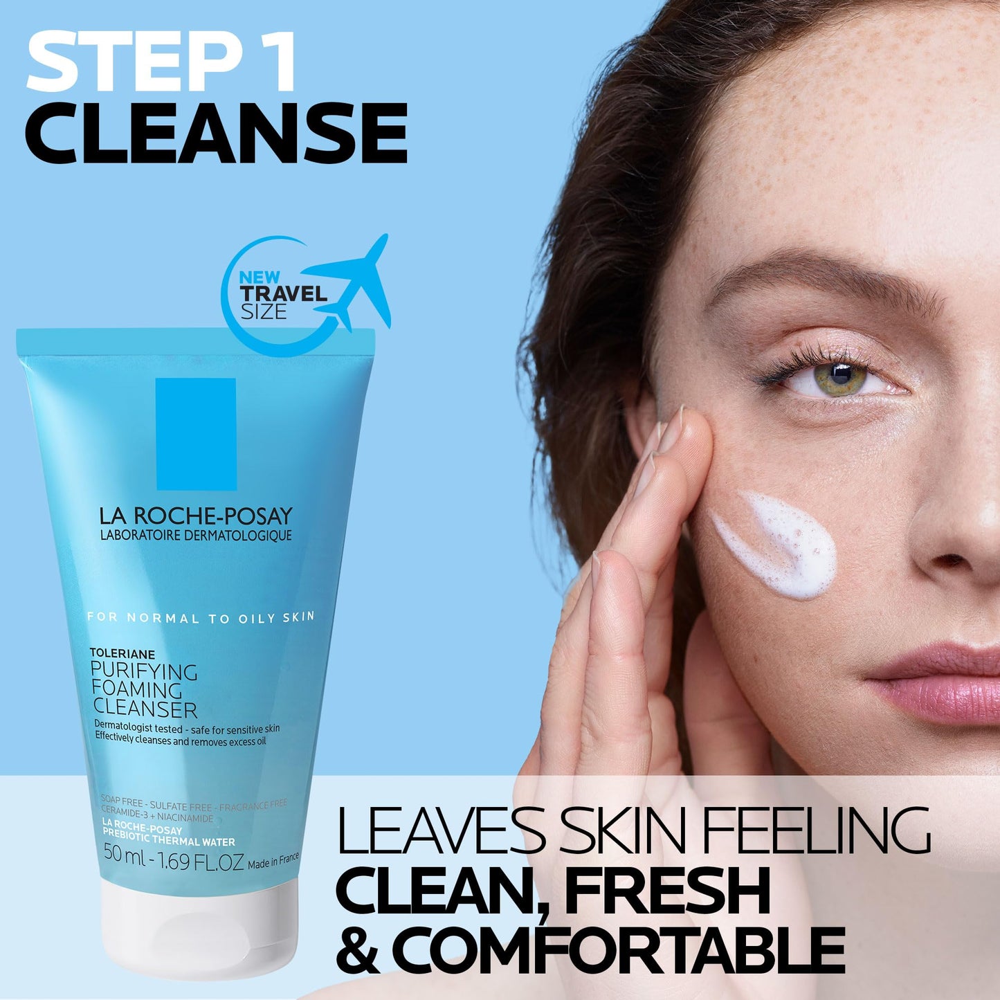 La Roche-Posay Toleraine Skin Care Set, Double Repair Face Moisturizer 100ml & Purifying Foaming Facial Cleanser 50ml, Oil Free Moisturizer & Face Wash For Oily Skin, - dailyvitalstore