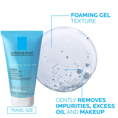 La Roche-Posay Toleraine Skin Care Set, Double Repair Face Moisturizer 100ml & Purifying Foaming Facial Cleanser 50ml, Oil Free Moisturizer & Face Wash For Oily Skin, - dailyvitalstore