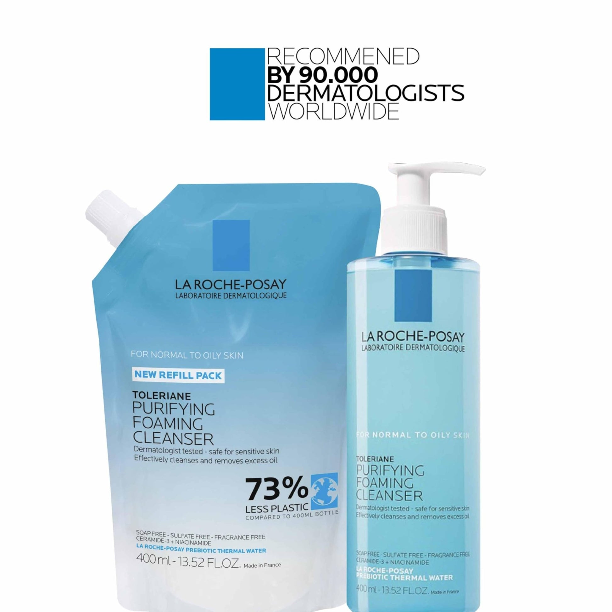 La Roche-Posay Toleriane Purifying Foaming Facial Cleanser, Niacinamide + Ceramides + Prebiotic Thermal Water, Oil Free Face Wash For Oily Skin, Pore Cleanser - dailyvitalstore