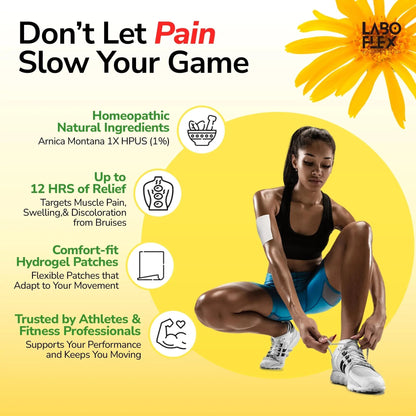 LABOFLEX Arnipatch Natural Arnica Pain Relief Hydrogel Patches – Long Lasting Relief for Muscle Soreness, Swelling, Inflammation, Stiffness & Injury on Back, Knee & Neck (Box, 10, Count) - dailyvitalstore