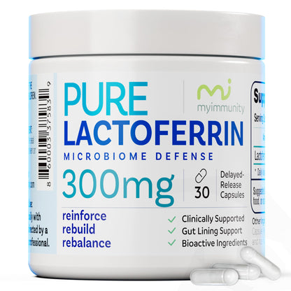 Lactoferrin 300mg Delayed Release Capsules - MyImmunity Premium Immune Support Supplement with Iron Absorption - Freeze Dried, Non-GMO, Gluten Free, Vegetarian - 30 Count (1 Month Supply) - dailyvitalstore
