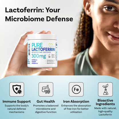Lactoferrin 300mg Delayed Release Capsules - MyImmunity Premium Immune Support Supplement with Iron Absorption - Freeze Dried, Non-GMO, Gluten Free, Vegetarian - 30 Count (1 Month Supply) - dailyvitalstore