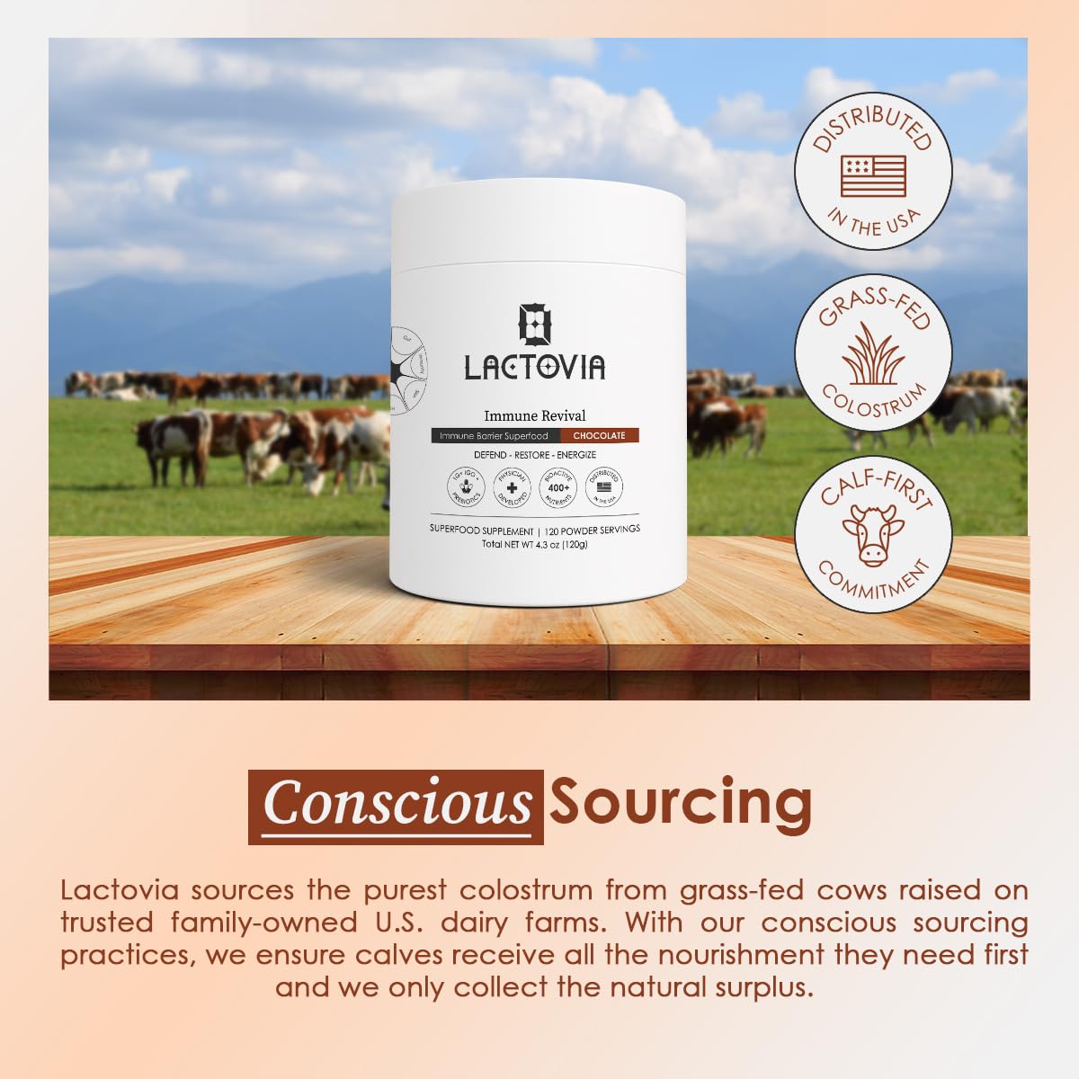 LACTOVIA Bovine Colostrum Powder – Chocolate Flavor | Grass-Fed Colostrum Supplement | Gut & Immune Health Support | Keto, Gluten & Fat-Free | for Women & Men - dailyvitalstore
