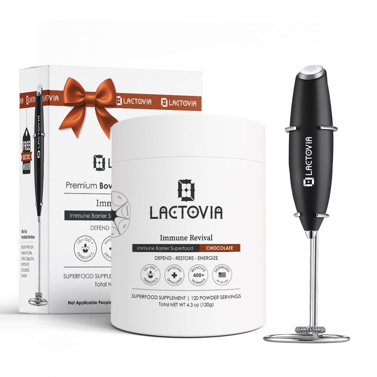 LACTOVIA Bovine Colostrum Powder – Chocolate Flavor | Grass-Fed Colostrum Supplement | Gut & Immune Health Support | Keto, Gluten & Fat-Free | for Women & Men - dailyvitalstore
