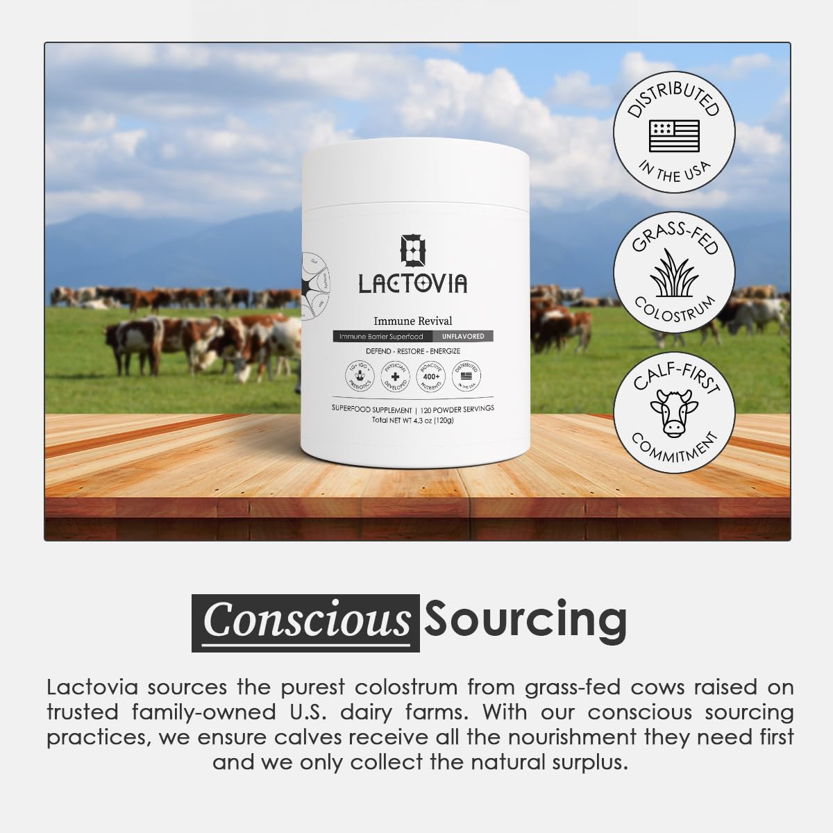 LACTOVIA Bovine Colostrum Powder | Grass-Fed Organic Colostrum Supplement | Gut & Immune Health Support | Raw, Unflavored | Keto, Gluten & Fat-Free | for Women & Men - dailyvitalstore