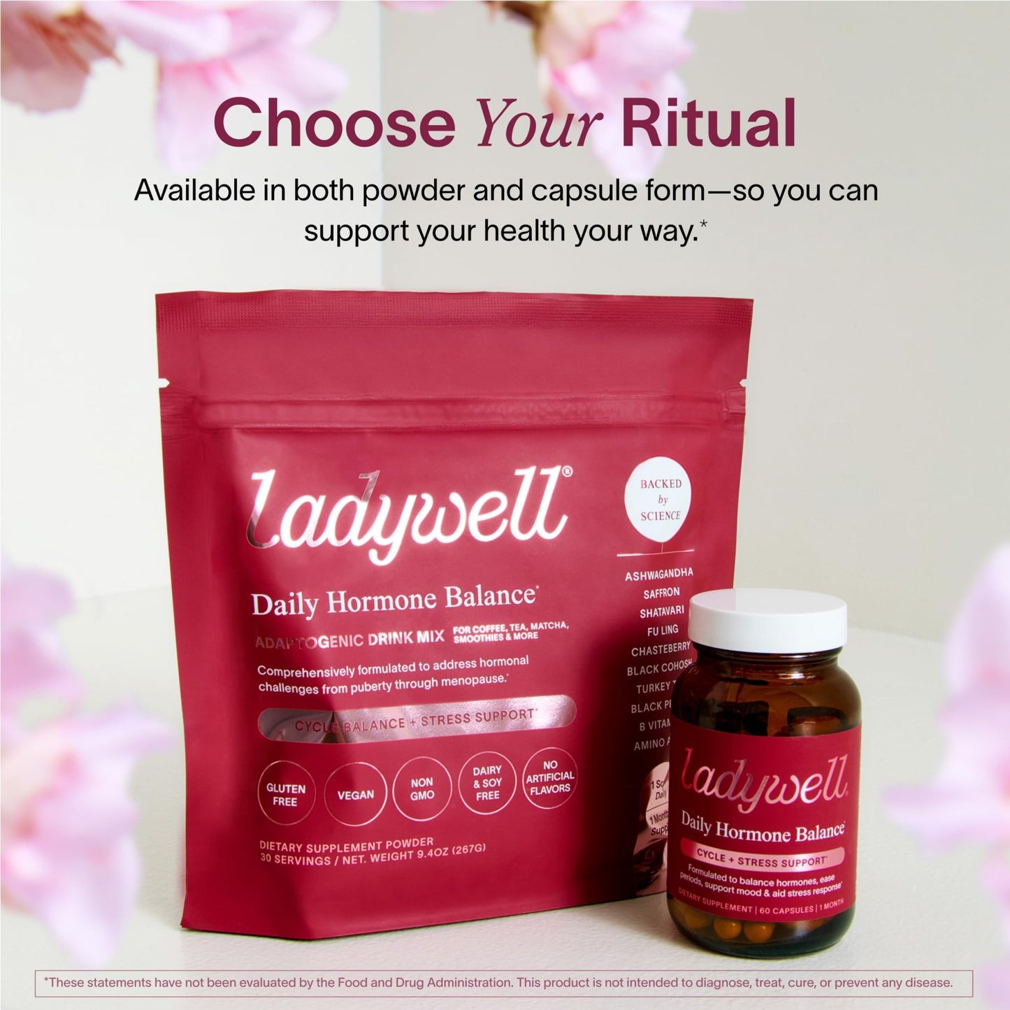 Ladywell Daily Hormone Balance Capsules | Natural Cycle Support for Women | Supports Mood, Bloating, Cramps, Skin Health & Cravings | with Chasteberry, B Vitamins, Ashwagandha, Saffron & More | 60 Ct - dailyvitalstore