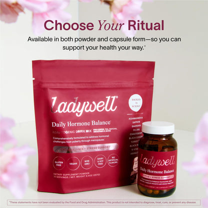 Ladywell Daily Hormone Balance Capsules | Natural Cycle Support for Women | Supports Mood, Bloating, Cramps, Skin Health & Cravings | with Chasteberry, B Vitamins, Ashwagandha, Saffron & More | 60 Ct - dailyvitalstore
