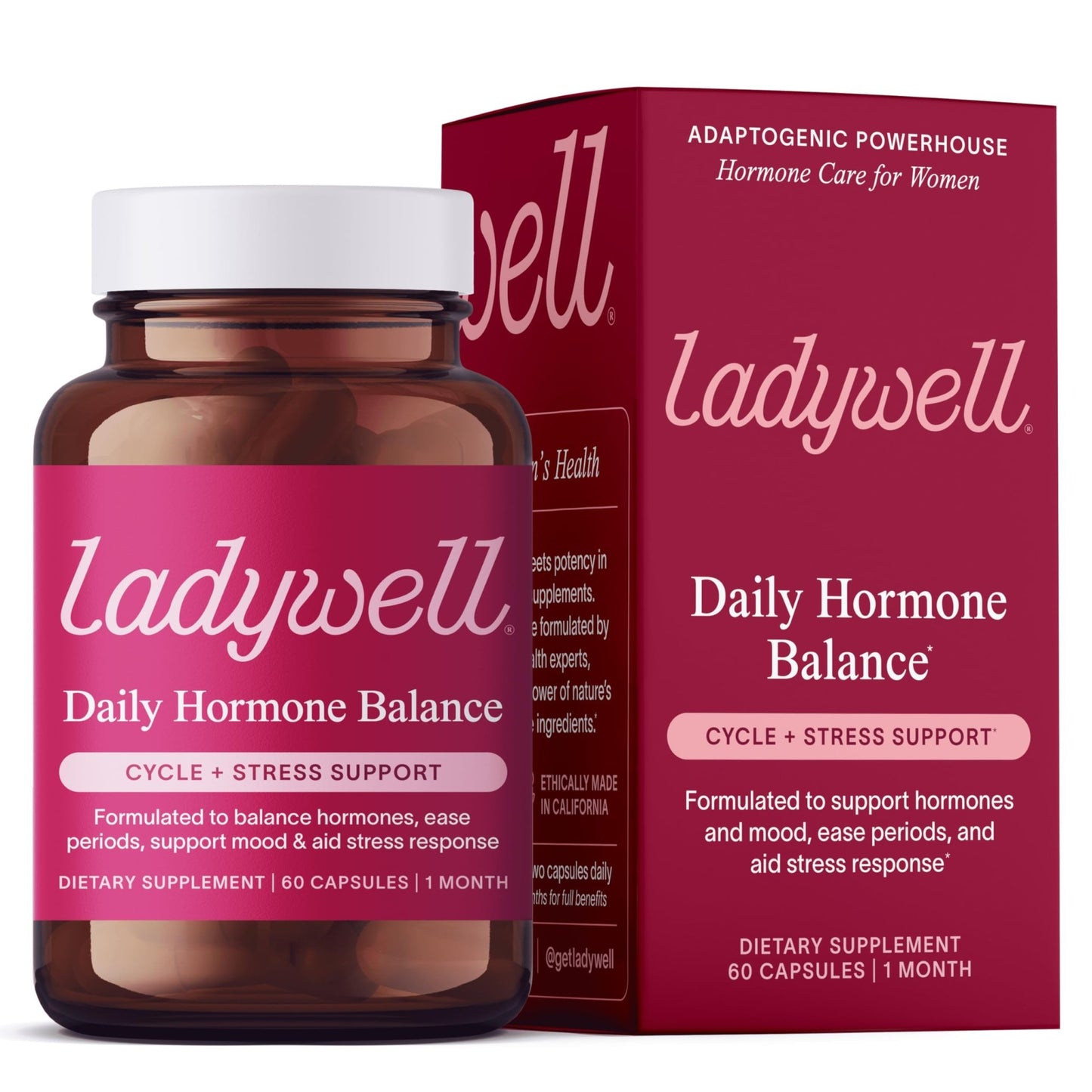 Ladywell Daily Hormone Balance Capsules | Natural Cycle Support for Women | Supports Mood, Bloating, Cramps, Skin Health & Cravings | with Chasteberry, B Vitamins, Ashwagandha, Saffron & More | 60 Ct - dailyvitalstore