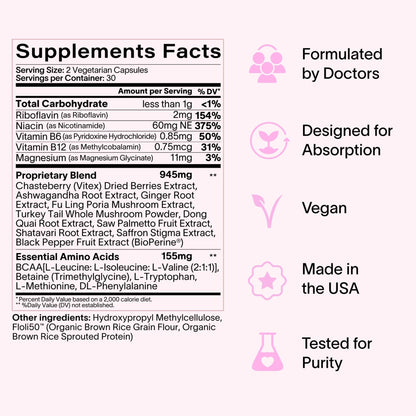 Ladywell Daily Hormone Balance Capsules | Natural Cycle Support for Women | Supports Mood, Bloating, Cramps, Skin Health & Cravings | with Chasteberry, B Vitamins, Ashwagandha, Saffron & More | 60 Ct - dailyvitalstore
