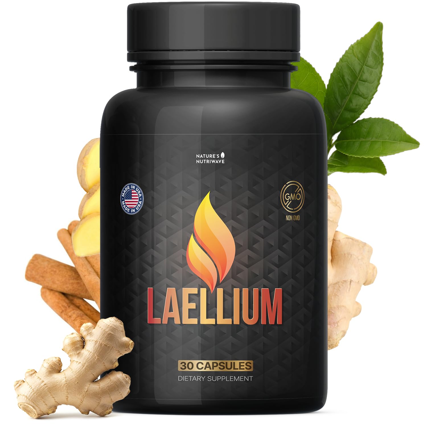 Laellium Capsules – Natural Supplement with Green Tea, Apple Cider Vinegar & Ginseng – Non-GMO, Supports Wellness – 30 Capsules, 1 Month Supply - dailyvitalstore