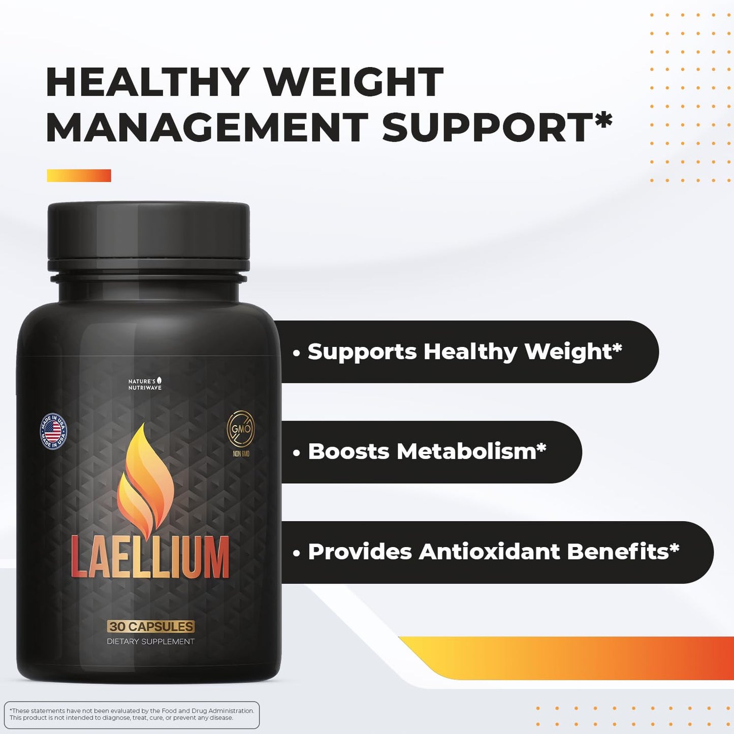 Laellium Capsules – Natural Supplement with Green Tea, Apple Cider Vinegar & Ginseng – Non-GMO, Supports Wellness – 30 Capsules, 1 Month Supply - dailyvitalstore