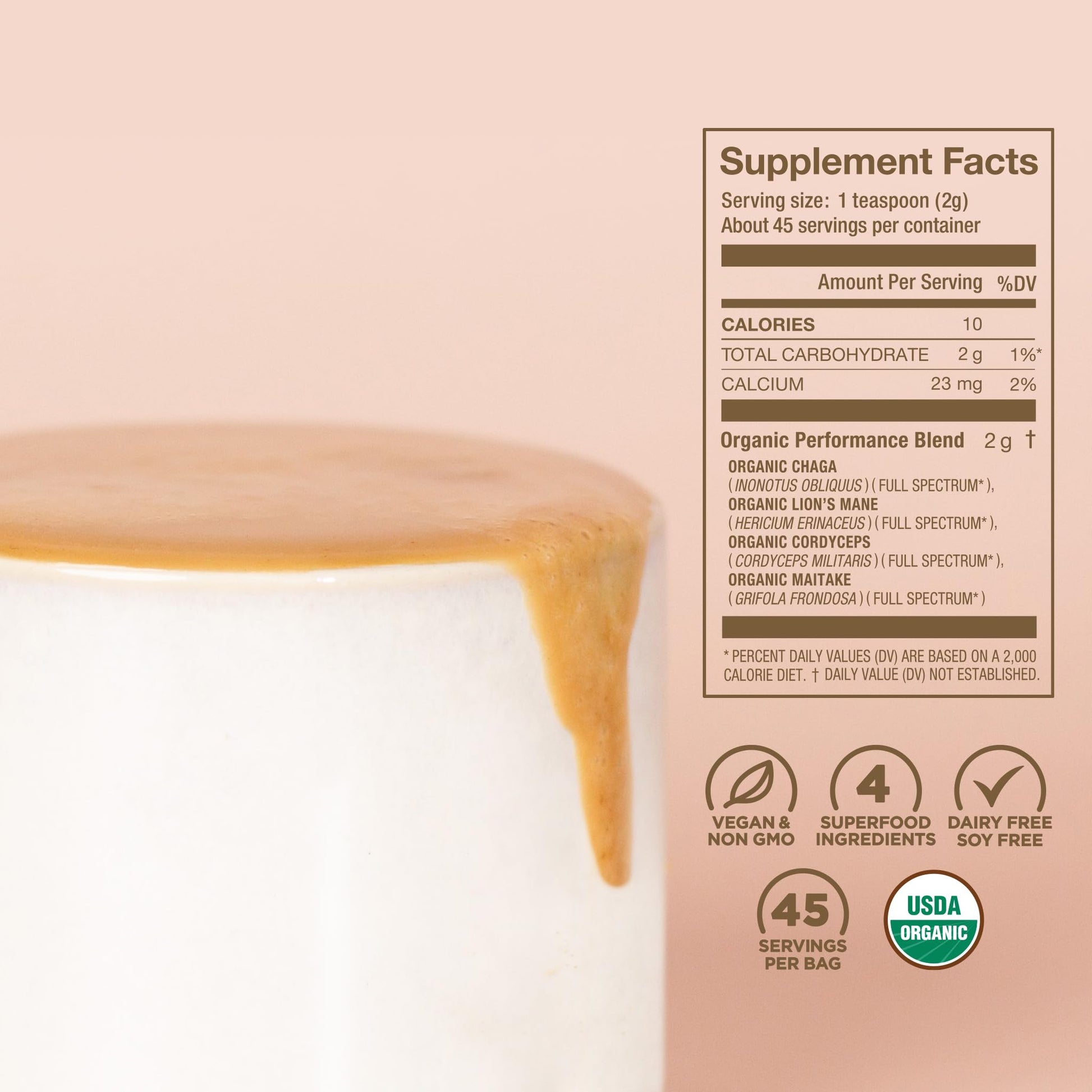 Laird Superfood Organic Performance Mushroom Blend with Chaga, Cordyceps, Lion's Mane and Maitake for Energy - dailyvitalstore