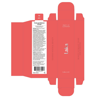 Laka Fruity Lip Glotioner, 10ml/0.33 fl.oz, Lip Gloss with High Shine Vivid Colors, Jelly tip for Hygienic & Easy Application, K-Beauty (703 Apri) - dailyvitalstore