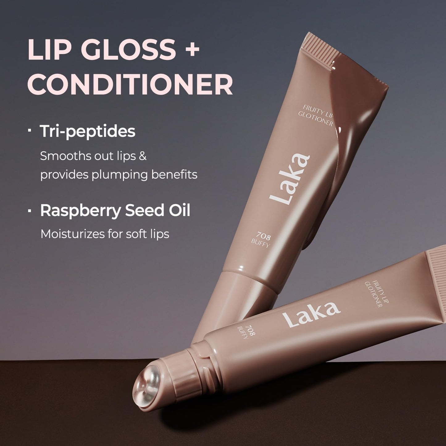 Laka Fruity Lip Glotioner, 10ml/0.33 fl.oz, Lip Gloss with High Shine Vivid Colors, Jelly tip for Hygienic & Easy Application, K-Beauty (703 Apri) - dailyvitalstore
