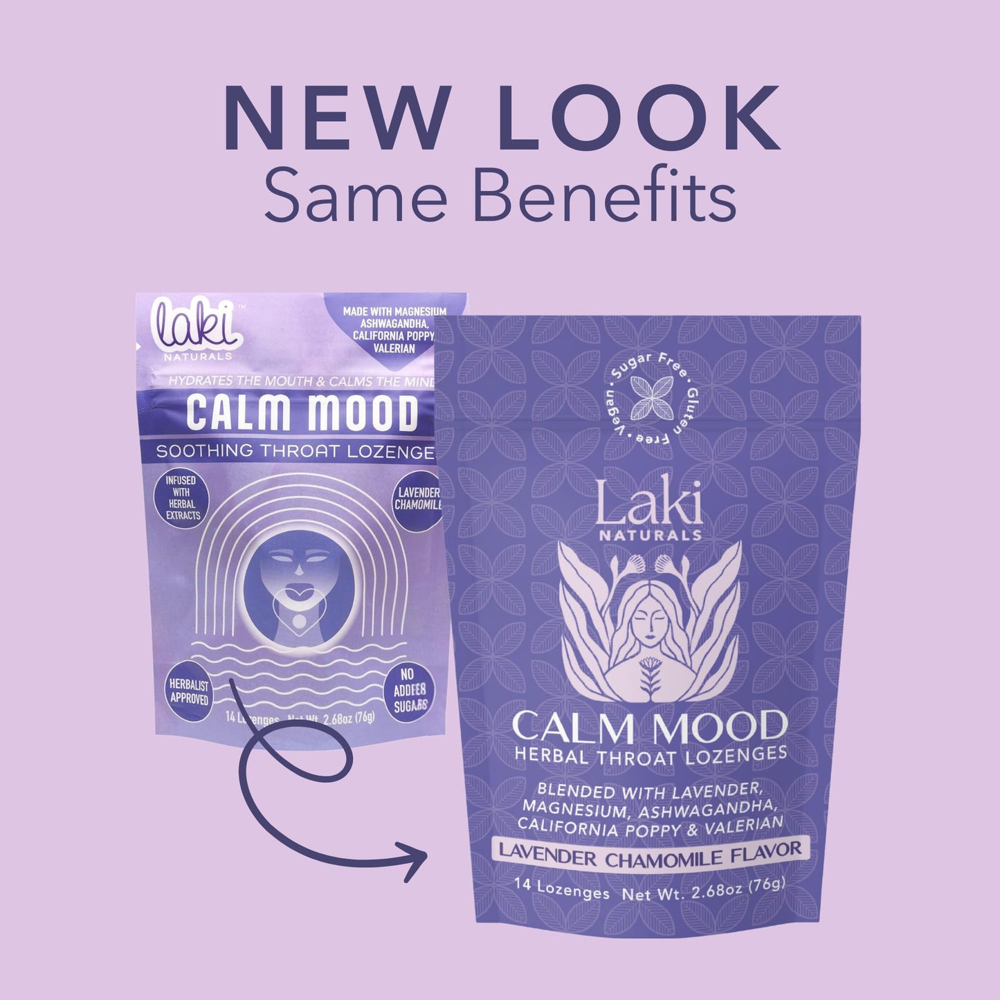 Laki Naturals Lavender Chamomile Calm Mood Functional Herbal Lozenges (14ct) Throat & Calming Hard Candies with Magnesium, Ashwagandha, California Poppy & Valerian. Vegan, Sugar Free, Gluten Free - dailyvitalstore