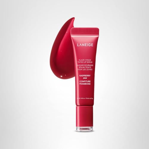 LANEIGE Glaze Craze Tinted Lip Serum, Raspberry Jam: Hydrating Lip Serum for Glossy, Nourished Lips with Plumping Polypeptides - dailyvitalstore